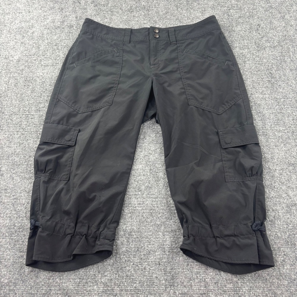 Athleta Cargo Capri Pants 8 Black Lightweight Hiking Utility Outdoor Womens
